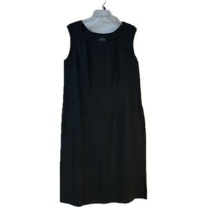 Olsen 100% Linen Midi Sheath Lagonlook Artsy Sleeveless Dress Women 12 Black